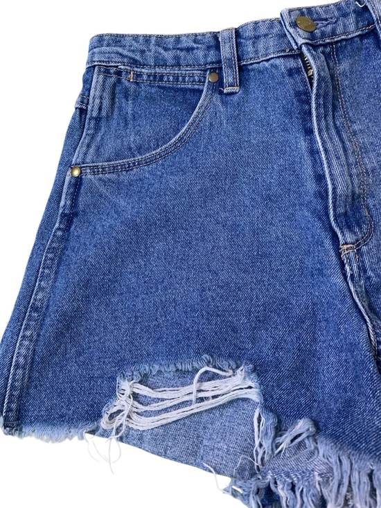 Wrangler For Urban Outfitters Blue Jean Shorts HI Bells Hi-Rise Size 27 - Picture 4 of 8